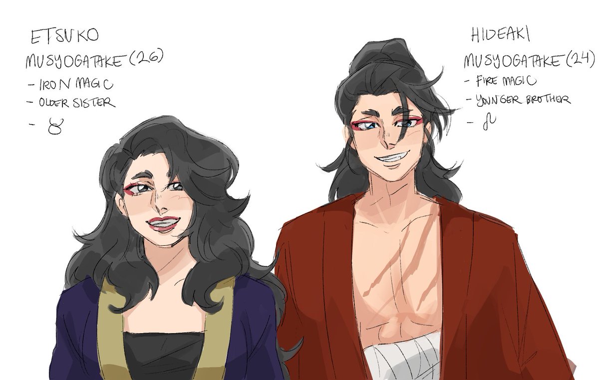 They are monsters in battle! 🔥
Fun fact: Hideaki is the wildest of the two. Takes after Mereoleona in terms of personality and strength! Etsuko is more cool-headed in comparison. She is confident but disciplined!
#blackclover #blackcloveroc #bcoc #nextgenoc #mereoleona #yosuga
