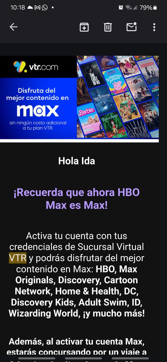 superg1968's tweet photo. @VTRChile recibí correo con publicidad engañosa para variar indicando que Max es gratuito pero cuando uno ingresa al link indica que el plan más básico parte de los 5990. No entiendo el sentido de ganar dinero bajo el engaño https://t.co/61IMgylwcr