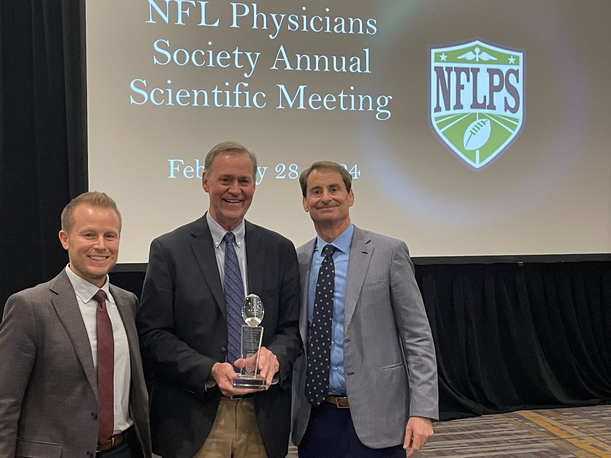 .<a href="/packers/">Green Bay Packers</a> Dr Bob Anderson the 2023 recipient of the NFLPS and <a href="/pfats_com/">PFATS</a> Predidents’ Award given by <a href="/49ers/">San Francisco 49ers</a> Dr Tim McAdams and <a href="/packers/">Green Bay Packers</a> <a href="/BryanEngelATC/">Bryan 'Flea' Engel</a>