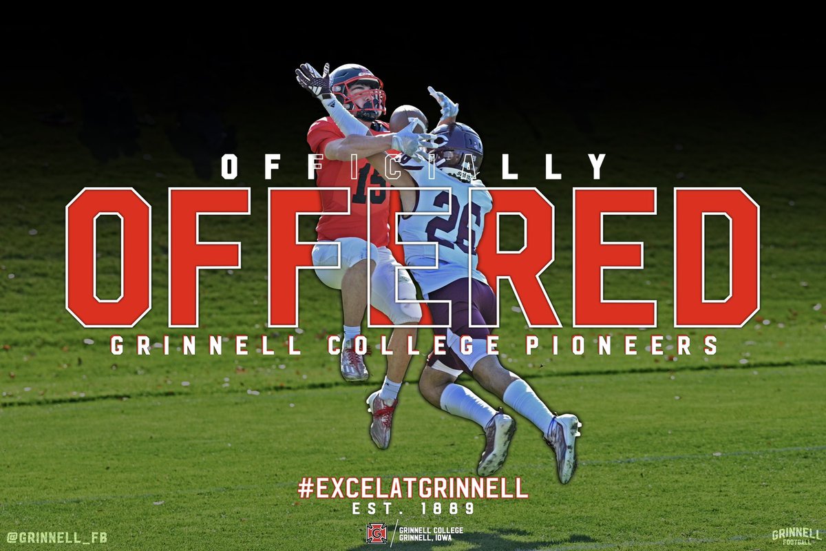 Happy to receive an offer from Grinell College after a great conversation with Coach Villarreal. @CoachV_GC @Grinnell_FB #ExelatGrinnell