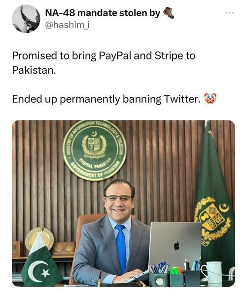 MuhammadInshal4's tweet photo. When a syco is the IT Minister. https://t.co/kBeF0gtEZC