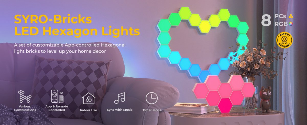 LinkedSparx's tweet photo. Crafting heart shapes with 8 or 20 pieces of SYRO-Bricks 🩷
Experiment with colors for a vibrant touch. A simple yet creative way to add elegance to your decor or share handmade love
#syrobricks #linkedsparx #SmartLighting #HexagonPanels #HomeDecor #HeartShaped https://t.co/h6V4ykFfwZ