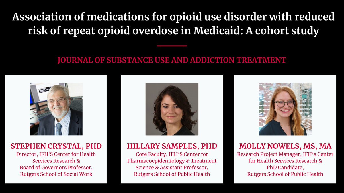 New publication 📝 Check out this collaborative research on medications for #opioidusedisorder from the Center for Health Services Research's Stephen Crystal and @NollyMowels and @RutgersPETS @HillarySamples in @JSATjournal. sciencedirect.com/science/articl…
