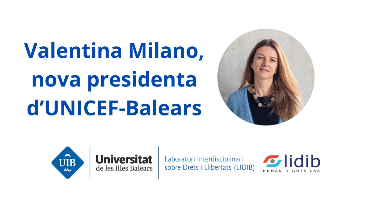 La professora <a href="/UIBuniversitat/">Universitat de les Illes Balears - UIB</a> <a href="/DerechoUIB/">Facultat de Dret UIB</a> Valentina Milano <a href="/valemilano6/">valentina milano</a>, membre del LIDIB, nova presidenta d'UNICEF-Balears <a href="/UNICEFBalears/">UNICEF Comitè Balears</a>