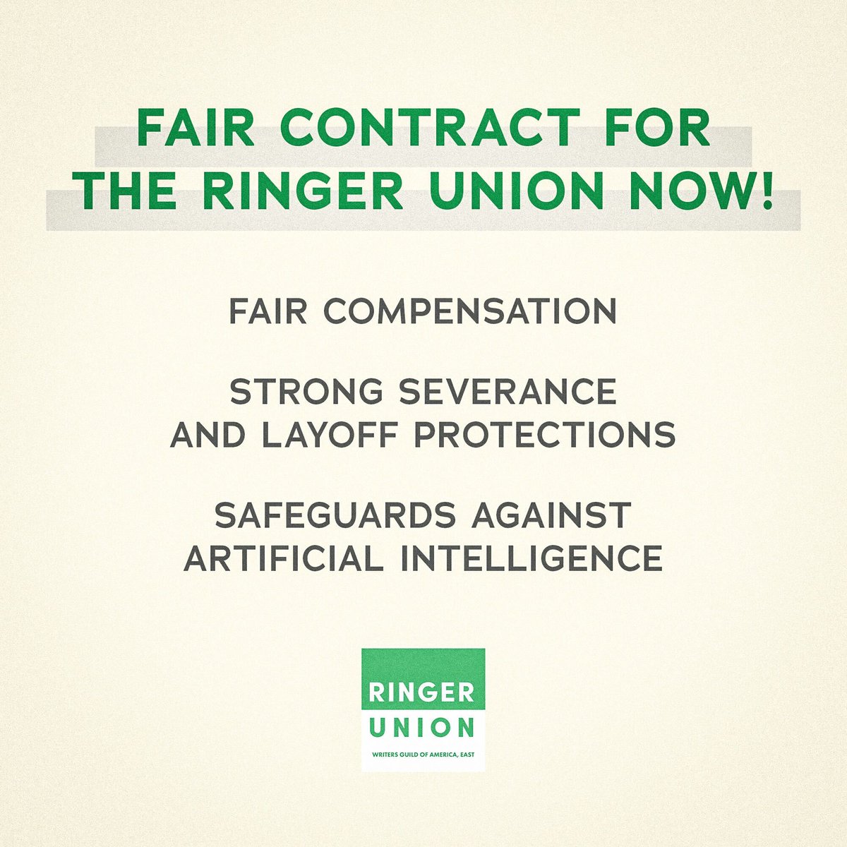 Our union works incredibly hard to make the content that you love — what we're asking for is fair compensation and security to continue doing what we do best. Today (!) is the last scheduled day of bargaining before our contract expires. Fair contract now!