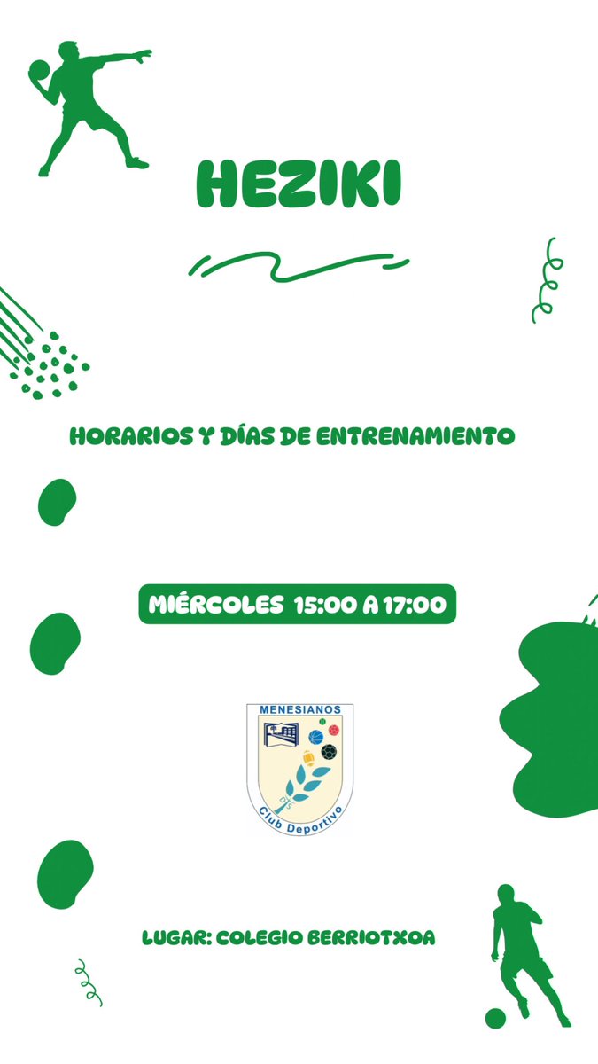HORARIOS Y DÍAS DE ENTRENAMIENTO

HEZIKI 🦶🏼👋🏼
