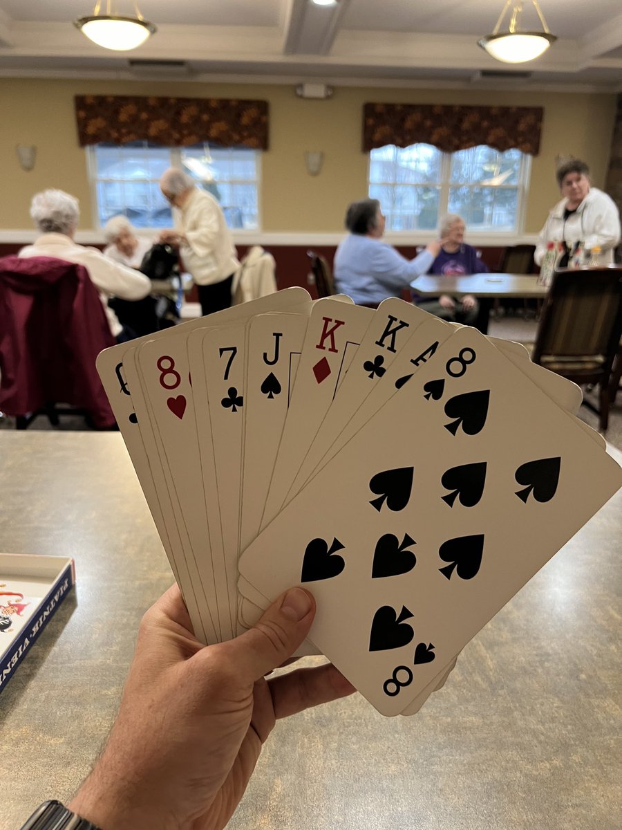 HearthstoneVil's tweet image. We had a lot of happy winners at today’s card ❤️♣️♦️♠️bingo. So much anticipation when it gets down to one card towards the end. What a good way to hang out on a rainy day. #hsv #alwaysunited #cardbingo #seniorliving