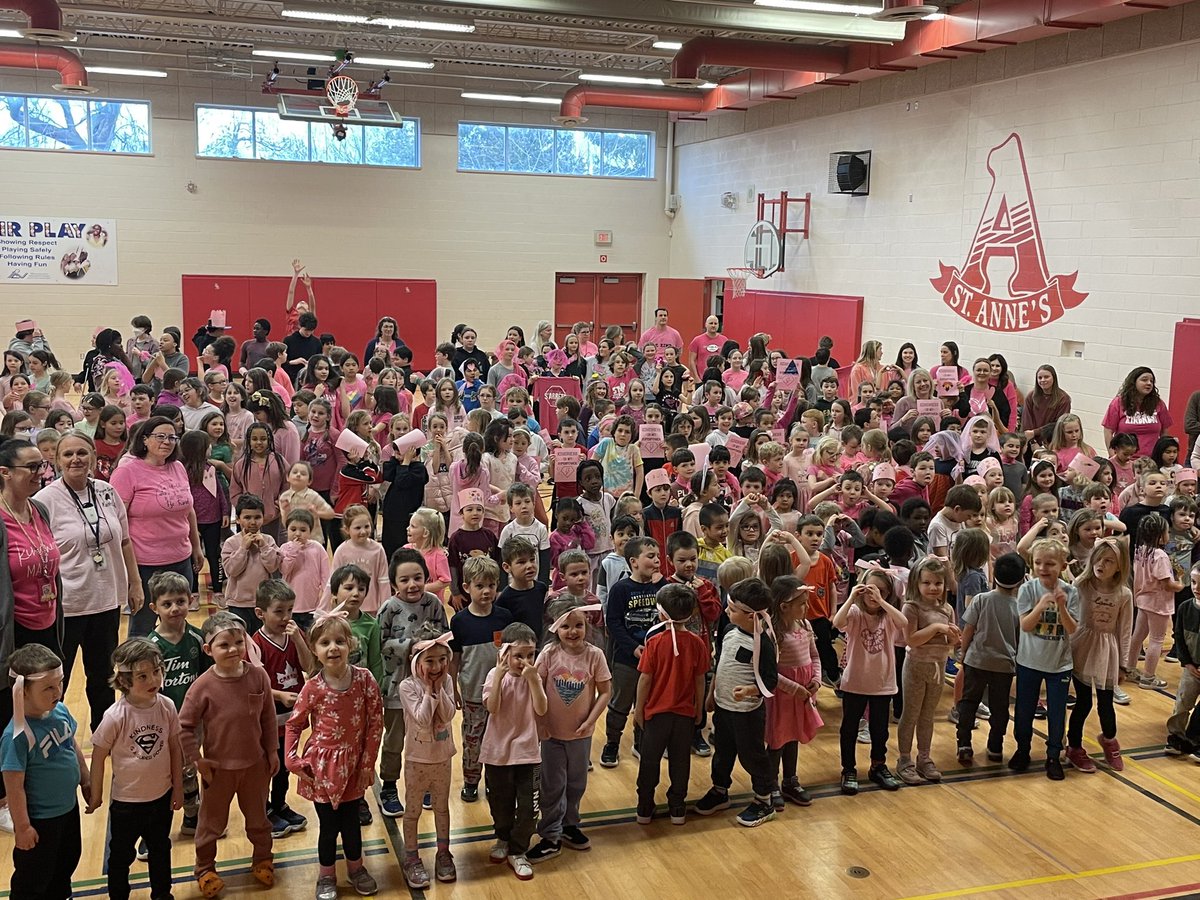 Pink Shirt Day at St.Anne CES.  Today we have spread kindness in our school .