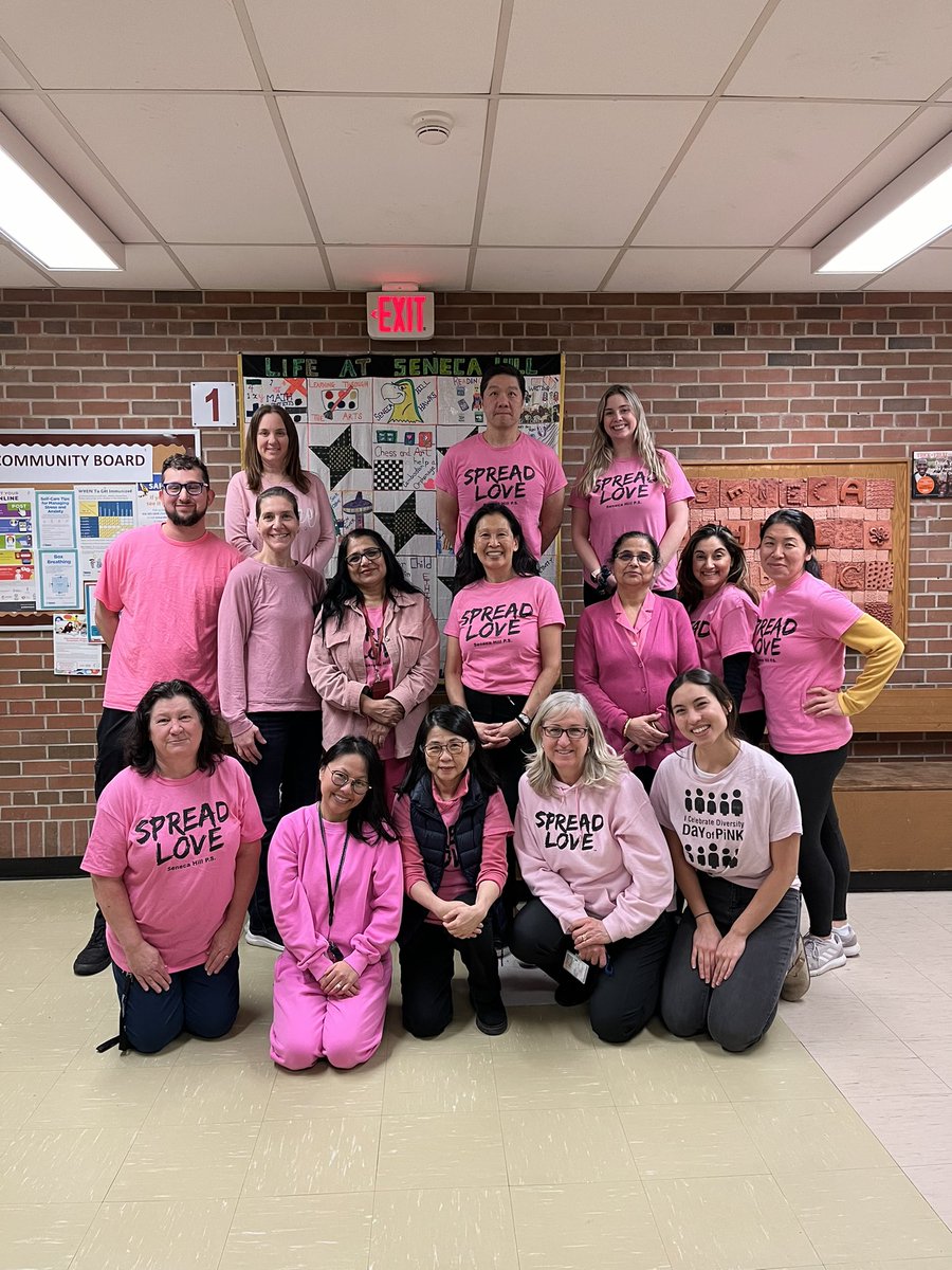 Seneca Hill PS staff take a stand against bullying! 👚@tdsb @LC2_TDSB @Equity48 #PinkShirtDay