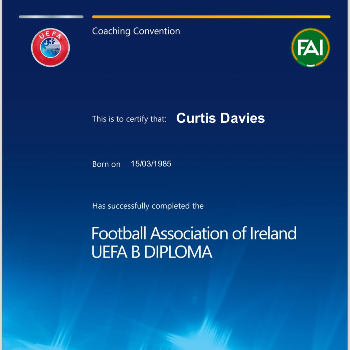 I guess better late than never…
Happy to have completed my UEFA B License.
Big thanks to my coach educators and mentors @faireland and also to @dcfcacademy for not only allowing me to work with the academy boys but also putting my video together so brilliantly. 
#UEFAB #Coaching