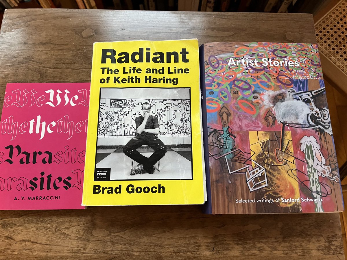 Is there a word that describes the experience of reading three new art books at the same time?