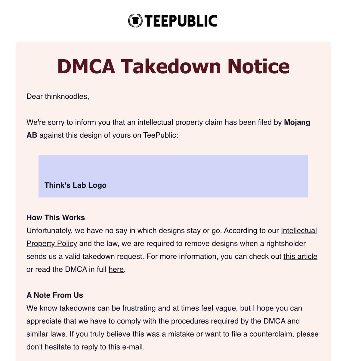 Thinknoodles's tweet image. lol mojang filing a copyright complaint on a logo i had commissioned a decade ago… also.. any ideas on how any of this infringes, other than ‘square blocky characters’?
