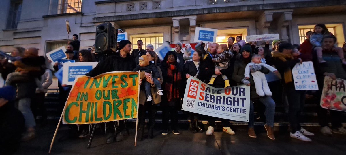 Save_Fernbank's tweet photo. An absolutely amazing turnout for our demo to call on @carowoodley @mayorofhackney @hackneycouncil to stop the proposed closures of #Hackney’s Children’s Centres! We came together as a community to say  SAVE OUR CHILDREN’S CENTRES! We are not giving up without a fight! https://t.co/UPHewkRcuh