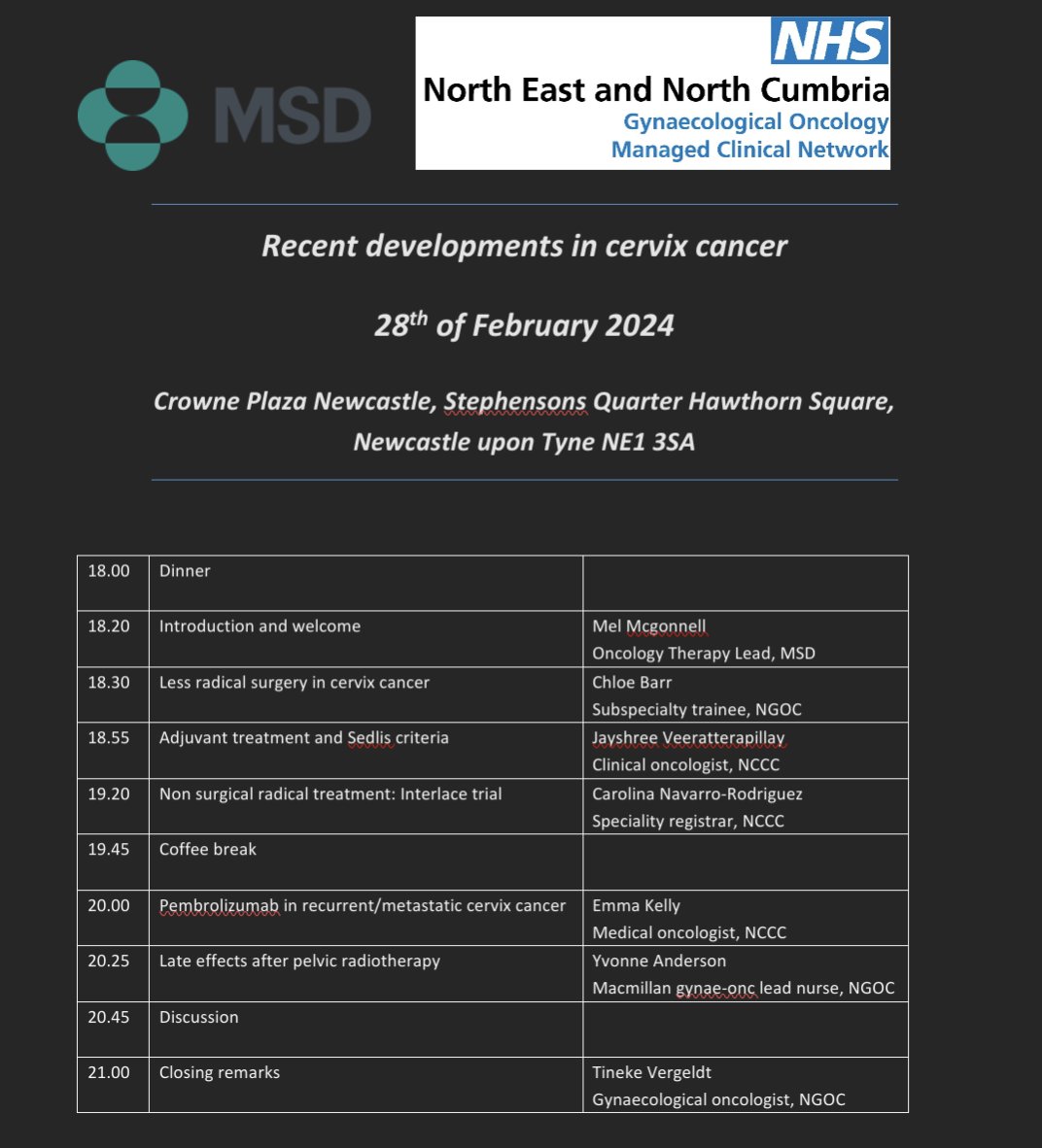 Great turnout at our regional educational meeting focusing on the latest in cervical cancer: From less radical surgery to controversies in intermediate risk disease,  interpretation of Interlace data in the current era, IO in metastatic setting, and late effects.