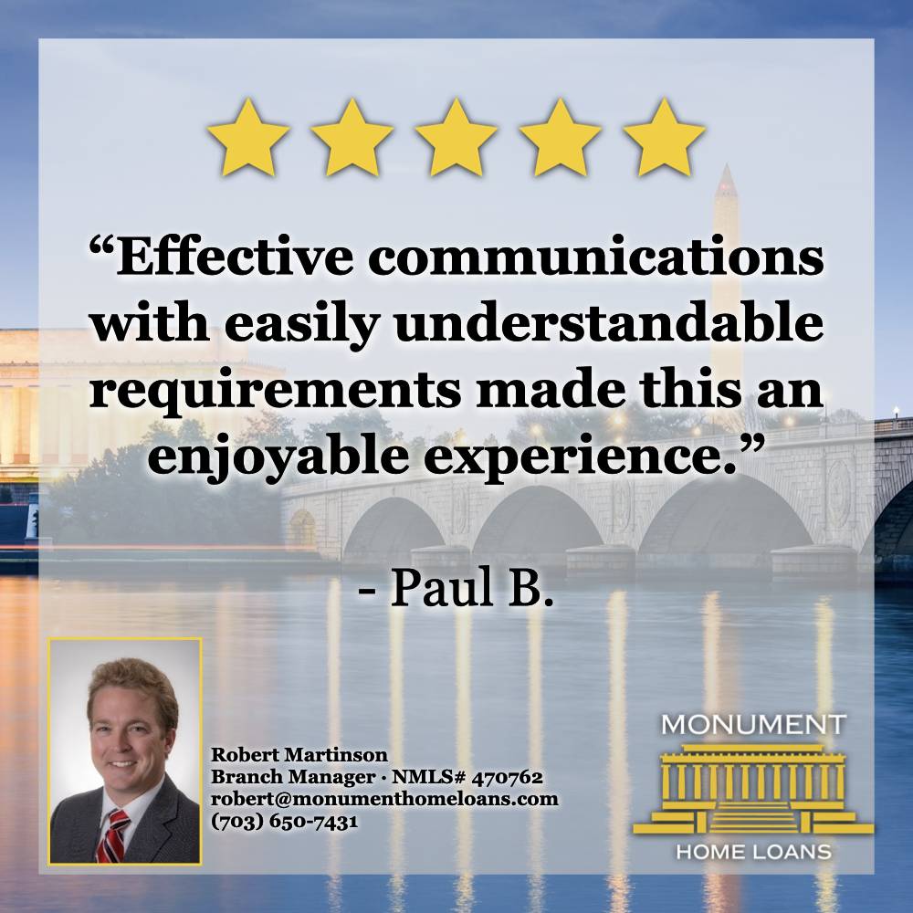 Our goal is to make your experience as seamless and enjoyable as possible! #MonumentHomeLoans