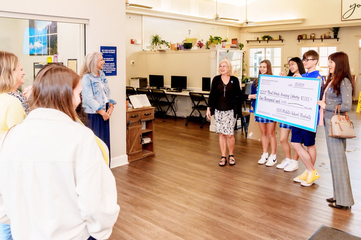 stephensread's tweet photo. So proud of CCES middle school students who raised $1,000 for Front Porch Housing Library through s used book sale. https://t.co/GedsN13QtE