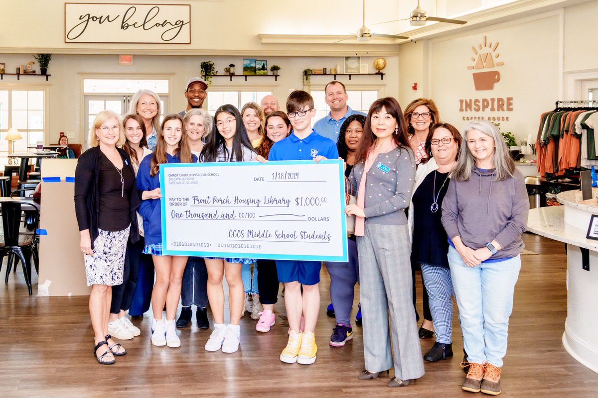 stephensread's tweet photo. So proud of CCES middle school students who raised $1,000 for Front Porch Housing Library through s used book sale. https://t.co/GedsN13QtE