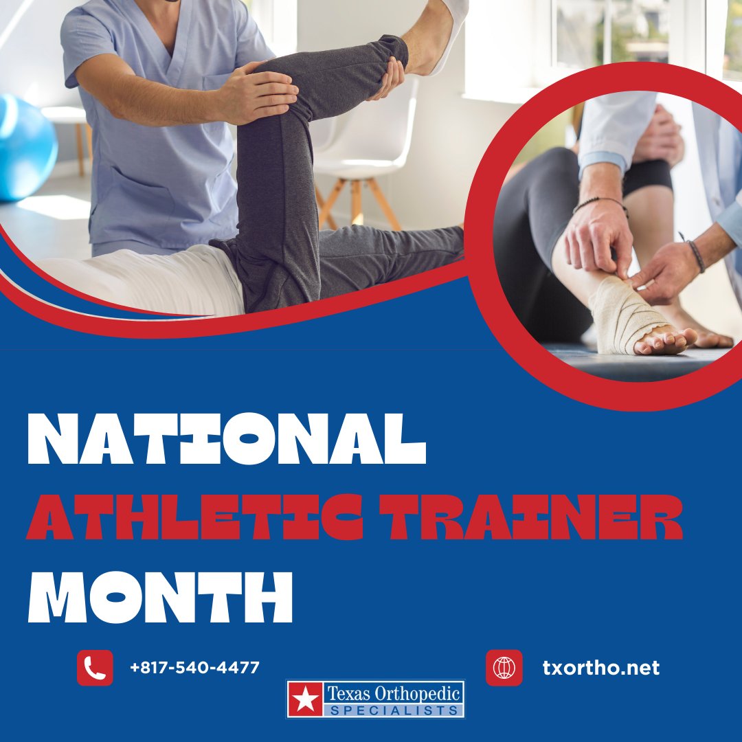 TxOrthoSpec's tweet photo. We want to recognize our Athletic Trainers who work tirelessly to help provide the best care for our patients and athletes!  

You are an important part of our team &amp; we are grateful for all that you do.

#athletictrainermonth #TOS #texasorthopedicspecialists #DFWorthopedics #DFW https://t.co/lJq2sTrzVZ