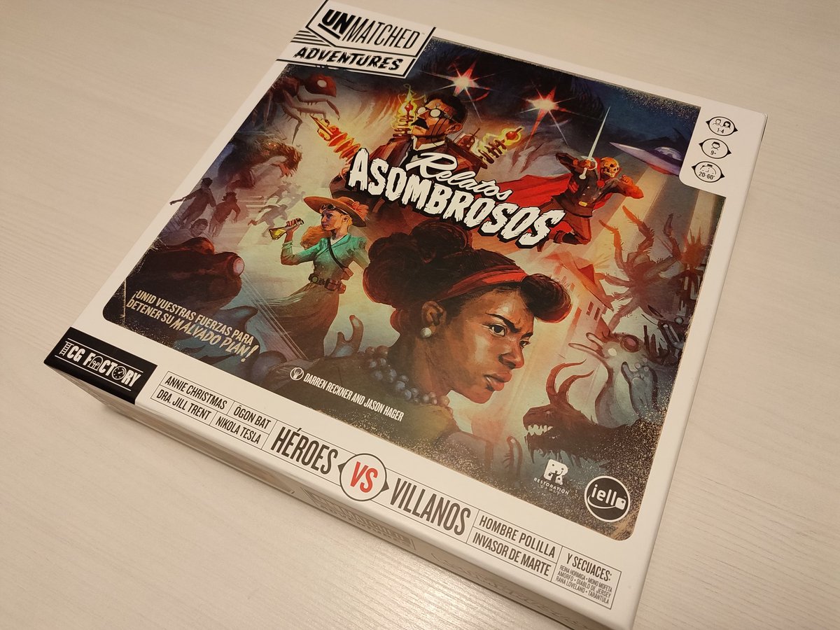 EMCSJA's tweet photo. Primera partida al #Unmatched Relatos Asombrosos de @Tcgfactory, y primera victoria con bastante suerte, tras reventar al Hombre Polilla con mi "Superfuerza" y que él haya sacado la carta de engaño con cero de defensa.
#juegosdemesa #relatos #asombrosos #ogon #BAT #Victoria https://t.co/9sf6EWDbNK