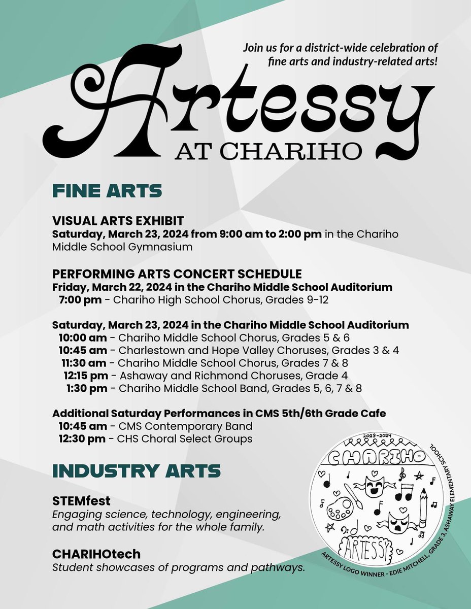 Gina Picard💚 (@ginapicard) on Twitter photo Save the Date -Saturday March 23rd! This is one of our largest community events! Don’t miss out on a fun packed day and a great celebration of the ARTS 🎭 🎵🎨📱<a href="/CHSRI_Chargers/">Chariho Athletics</a> <a href="/Chariho_Pride/">Chariho Pride</a> <a href="/RIDeptEd/">Rhode Island Department of Education (RIDE)</a> <a href="/DanaThomasHall/">Dana Hall</a> <a href="/SusieScanRI/">Susie Scanapieco</a> <a href="/CharihoRegional/">Chariho Regional💚</a> <a href="/CHARIHOtech/">CHARIHOtech</a> @ Save the Date -Saturday March 23rd! This is one of our largest community events! Don’t miss out on a fun packed day and a great celebration of the ARTS 🎭 🎵🎨📱<a href="/CHSRI_Chargers/">Chariho Athletics</a> <a href="/Chariho_Pride/">Chariho Pride</a> <a href="/RIDeptEd/">Rhode Island Department of Education (RIDE)</a> <a href="/DanaThomasHall/">Dana Hall</a> <a href="/SusieScanRI/">Susie Scanapieco</a> <a href="/CharihoRegional/">Chariho Regional💚</a> <a href="/CHARIHOtech/">CHARIHOtech</a> @