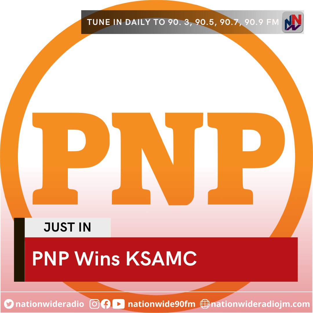 NationwideRadio's tweet photo. The People's National Party will take control of the Kingston and St Andrew Municipal Corporation. 

The party secured its control when its candidate won the Kintyre division in East Rural St Andrew.

We'll have more details in subsequent newscasts.

#localvote24 https://t.co/lOKoAiZamx