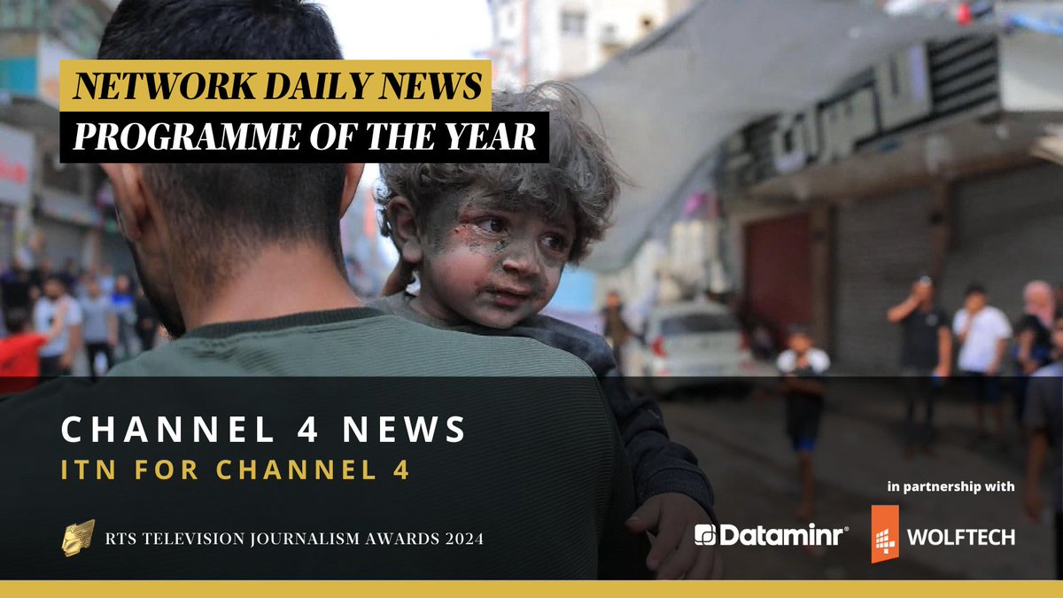 .@Channel4News is Network Daily News Programme of the Year, for “its experienced and respected team of correspondents, and its mission to explain as well as report,” said the jurors. #RTSAwards