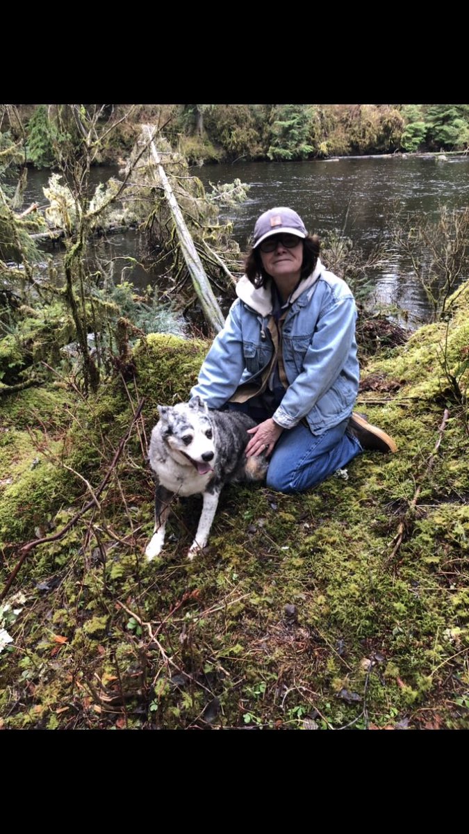 Good afternoon from Alaska 👋. Spending time with my little soulmate Monte down by the river. He'll be 15 in 2 weeks and he doesn't like going with the rest of the pack anymore. 🐶🫶💞🏔️🌲😊