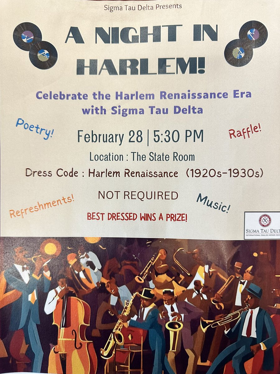 Please join the #SCStateUniversity Department of English and Communications and #SigmaTauDelta for a celebration in honor of Black History Month. #englishmatters #BlackHistoryMonth2024 #poetry #scsu #scstate #southcarolinastateuniversity
#EnglishHonorSociety 
#HarlemRenaissance