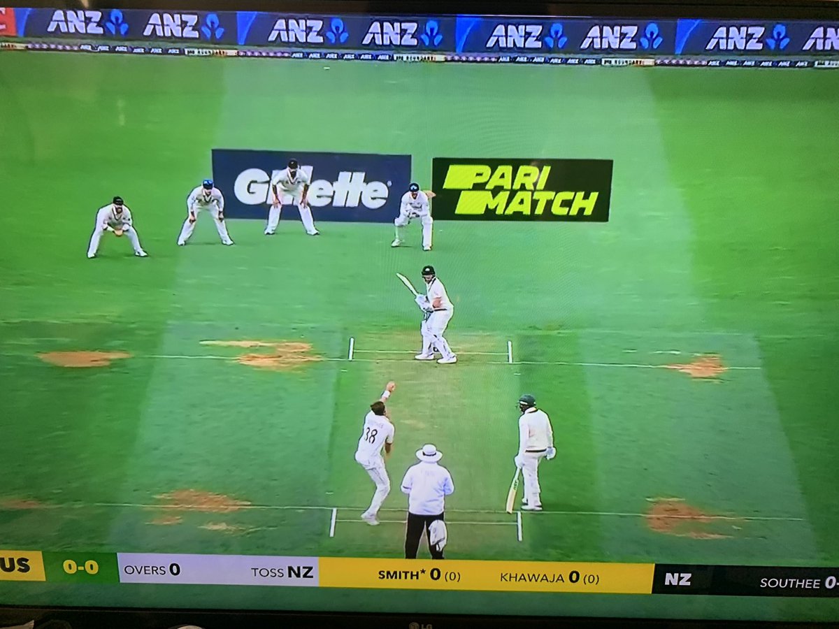 wdnicolson's tweet photo. If you look really closely, the pitch is indeed there.

#NZvAUS #TestCricket https://t.co/7199n77DDL