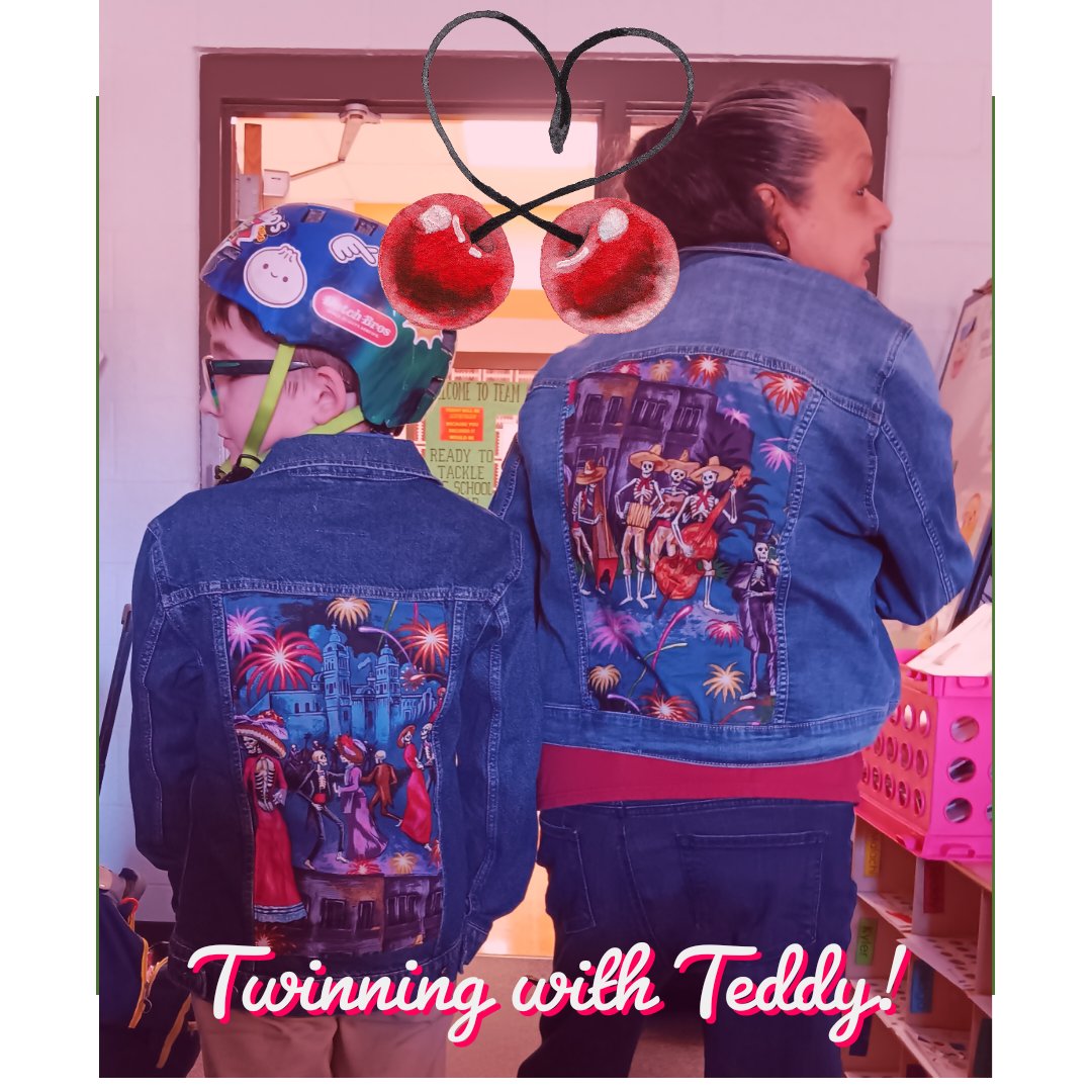 AnnHoski's tweet image. My student wanted a jacket like mine so I found one on clearance and crafted it like mine. #sewing #teacherlife #paraeducator