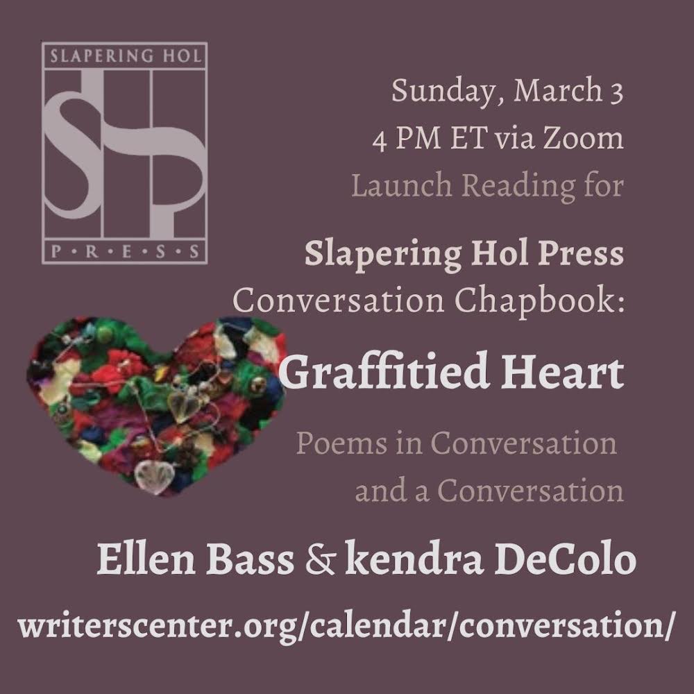 It's been a joy--and fun--to collaborate with Kendra de Colo on our chapbook. Join us today as we read from the new collection and discuss the conversation it sparked. writerscenter.org/calendar/conve…