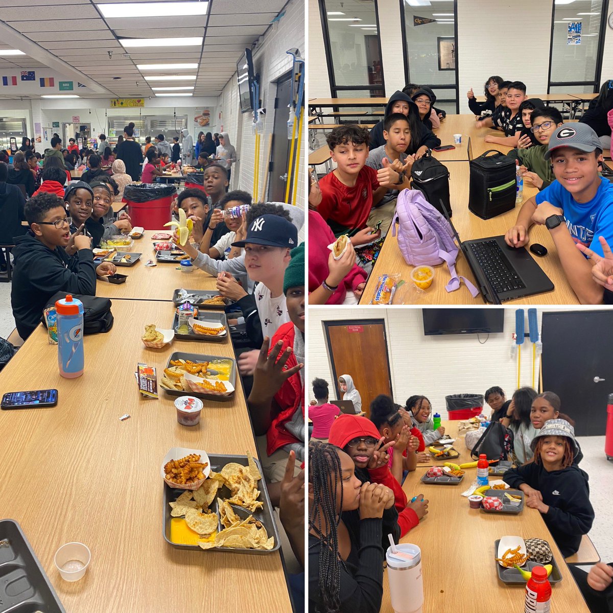 “We earned it” Wednesday! 6th graders with no demerits earned free seating today! 180 students rewarded for Being Respectful, Responsible, and Kind! @HolcombBridgeMS @FultonCoSchools