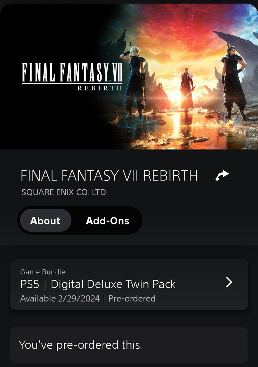 SteddiFL0's tweet photo. Already got #FinalFantasyVIIRemake and #FinalFantasy7Integrade #FinalFantasyVIIIntegrade but the Deluxe #TwinPackage same price as the Deluxe #FinalFantasy7Rebirth so I just got the Twin Package. Final Fantasy 7 Remake is now 7 million and 1 https://t.co/gjKhCJEQ9d