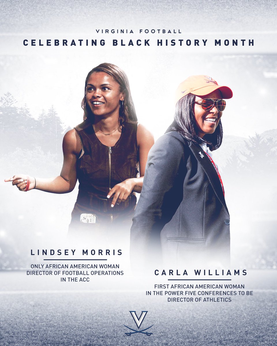 In honor of Black History Month, we want to highlight two women making history in the world of athletics, Dr. Carla Williams & Lindsey Morris. We’re very lucky to call these two part of our family here at UVA. Your hard work doesn’t go unnoticed. 🧡💙 #UVAStrong | #GoHoos⚔️