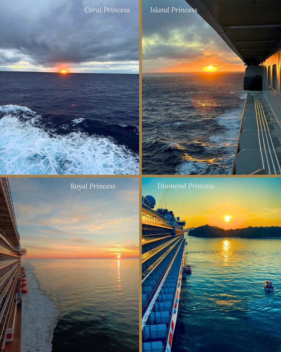 🌅 Our entire fleet shared a recent sunrise to celebrate the maiden voyage of #SunPrincess! Here's to boundless horizons and extraordinary voyages! Do you ever catch the sunrise on your cruise?☀ #ILoveThis #sunrise #HereComesTheSun