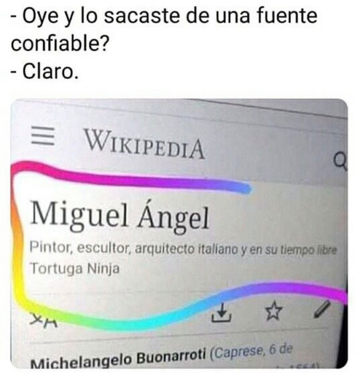 El mejor tiempo libre 🐢

#miguelangel #fuente #confiable #informacion #historia #geek #tortuga #ninja #tmnt #tiempolibre #pintor #escultor #artista #heroe #comics #geek #geekmemes #memes