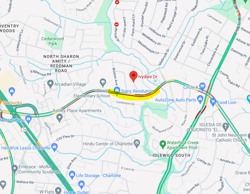 Clt_TrafficGuy's tweet photo. ⚠️Idlewild Rd @ Ivydale Drive, 
a PEDESTRIAN has been hit in the road.
#Clt_Traffic #Charlotte #NC #SC https://t.co/8MhJDVjkaU