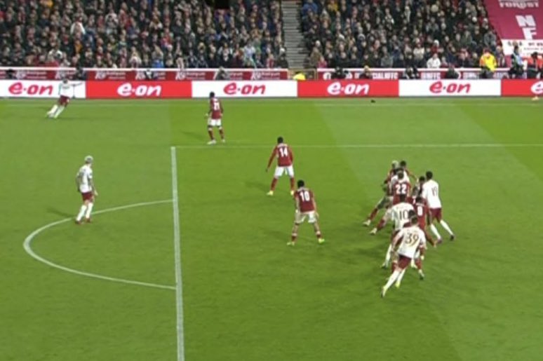 MattBicky's tweet photo. Offside rule clearly states, if the goal is for one of the 'big 6' clubs then no matter how far in front of the opposition player it is onside. We need to learn the rules #NFFC #VARcorrupt #FAcorrupt https://t.co/KSItNK0YRV