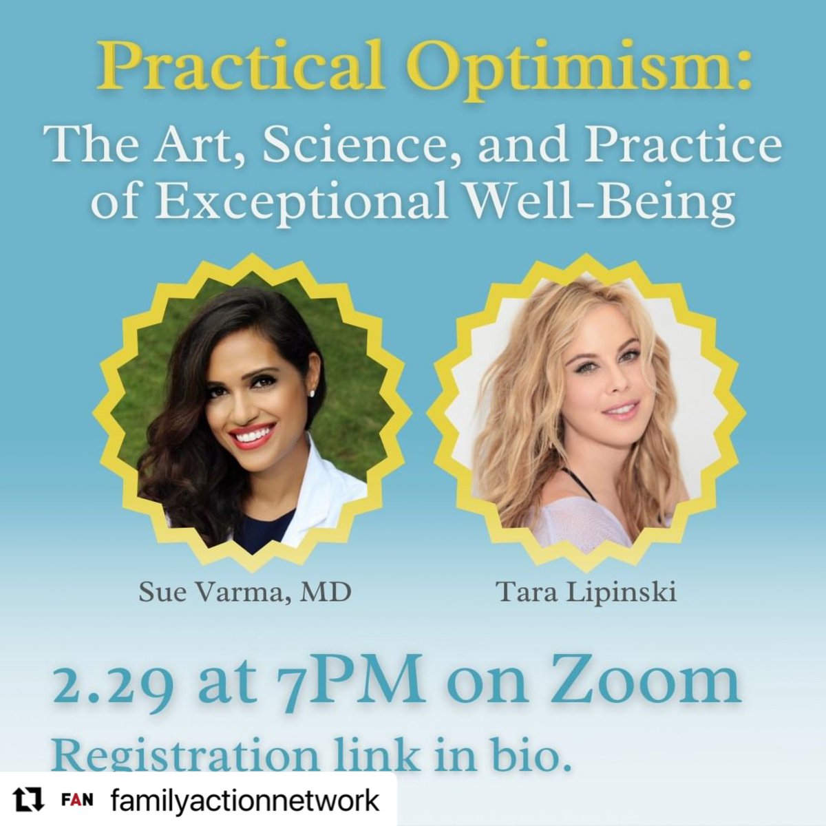 Join us tomorrow for a free , virtual moderated talk on Practical Optimism @FamilyActionNet followed by an after hours Q/A for audience members who have purchased the book in advance. Details in the link below , I can’t wait to be in conversation with my friend @taralipinski