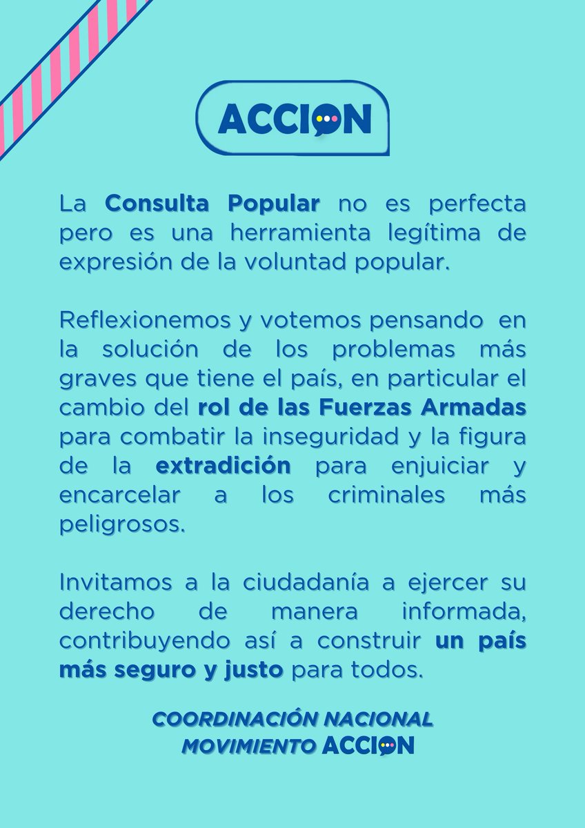 ACCION_Ecuador's tweet photo. #MovimientoACCION
#Ecuador🇪🇨
#ConsultaPopular2024 
#Referendum2024 https://t.co/nvEV6xHCZA