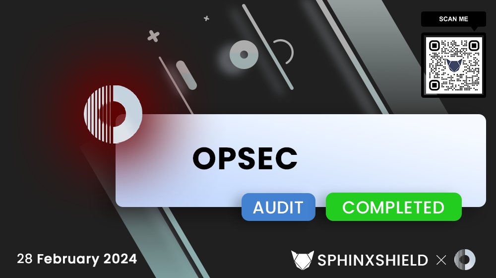 We've successfully completed the audit for <a href="/OpSecCloud/">OpSec</a> on Ethereum network!

🎉Congratulations to the OpSec team for their dedication. Our audit report is available on GitHub.

🛡️Audit Report: github.com/SphinxShield/A…

#SphinxShield #OpSec #Audit