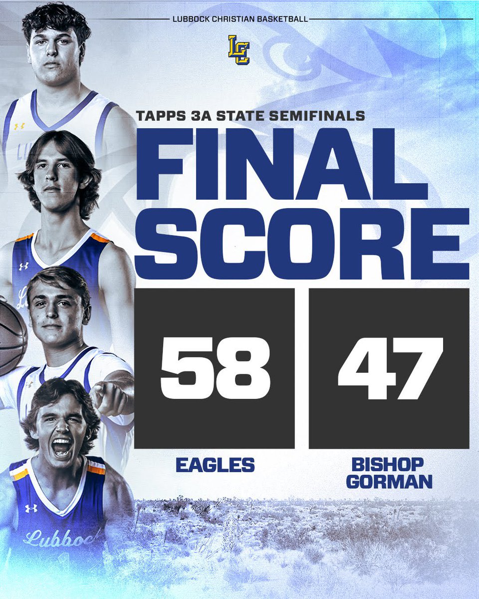 Lubbock Christian Boy’s Basketball (@lceaglebball) on Twitter photo After an incredible 4th quarter, our Eagles are headed back to the State Championship tomorrow! 🦅🏀
#maxout
<a href="/pchristy11/">Pete Christy</a> After an incredible 4th quarter, our Eagles are headed back to the State Championship tomorrow! 🦅🏀
#maxout
<a href="/pchristy11/">Pete Christy</a>