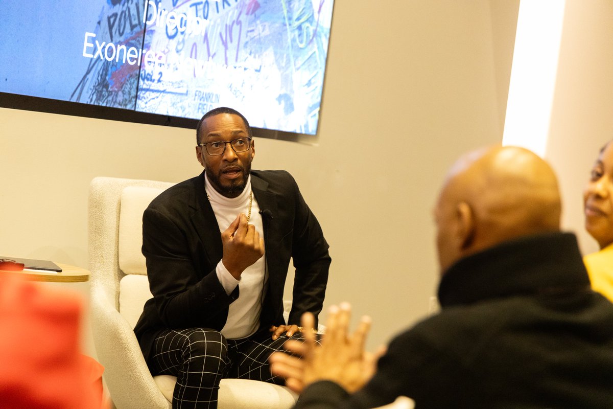 LabCentral's tweet image. Incredible dialogue last night between @EllisKSean and @E_DeniseSimmons on the enduring systemic racism in our justice system &amp;amp; the struggles faced by exonerees long after release. Check out the work being done by the New England Innocence Project to get involved. #socialimpact