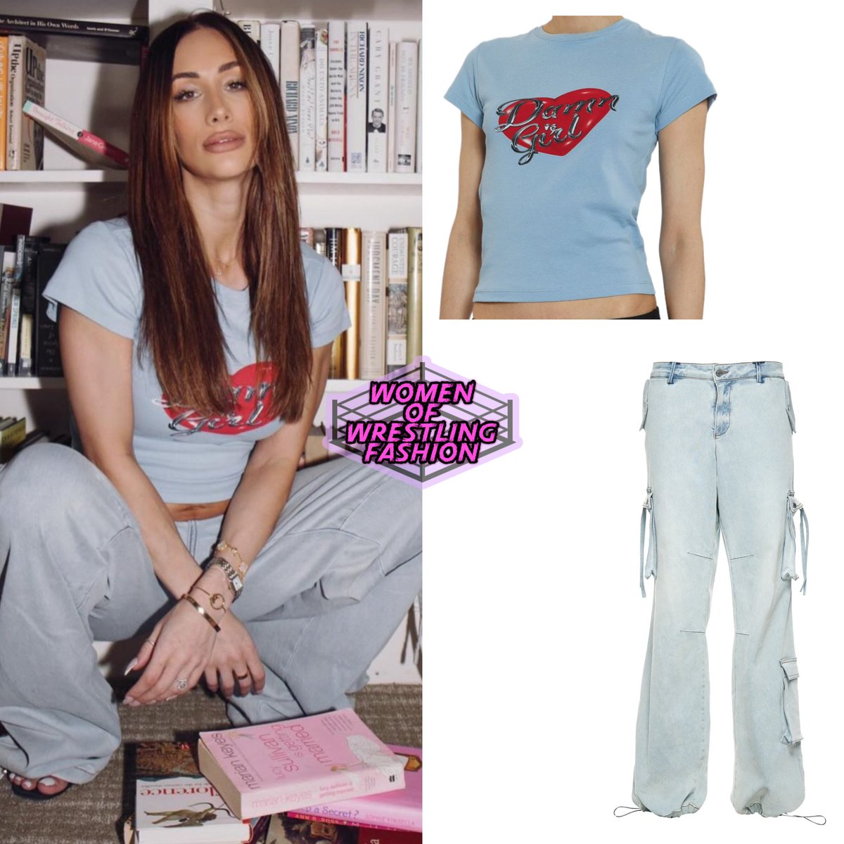 WmenWrstlinFash's tweet photo. .@CarmellaWWE wears the Damn Girl Tee from @JadedLDN (sold out) & Samira Low Rise Cargo Jean in Skylight from #seroya ($278 - on sale - only size 24 in stock)
- https://t.co/mmXIrVNdkS