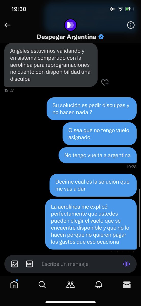 angicostarelli's tweet photo. @DespegarAr ATENTOS! Miren la respuesta que me da esta agencia! Me tienen varada en brasil , hace más de 48 horas que intento por varios canales de comunicación y me indican lo mismo!  NO SE HACEN CARGO!!!! https://t.co/amrtRj4Mxd