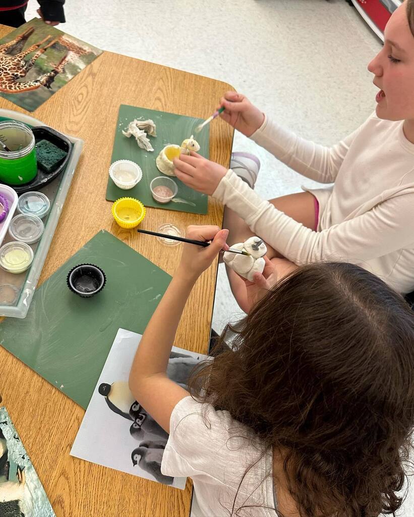 Visit ift.tt/YLdtg0x for full caption. Students are painting their ceramic pieces with ceramic glaze this week! Check out these #5thgradeartists who are working on animal vessels. #heardsferryart