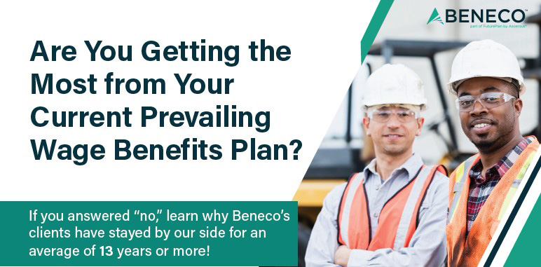Can your prevailing wage plan be improved? Beneco's clients stay with us for many reasons - from our #prevailingwage knowledge to our transparent fee structures. Schedule a 15-minute consultation with us today, and we'll prepare a FREE custom plan review! bit.ly/44mQXho
