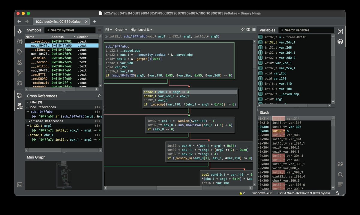 vector35's tweet image. Binary Ninja 4.0 is here! The first major digit increment in two years, and it's full of fixes and improvements: RISC-V, nanoMIPS, UI/docs refresh, Windows Kernel types+Debugging, COM reversing, type archives, projects, and a new AI assistant! See more at:
binary.ninja/2024/02/28/4.0…