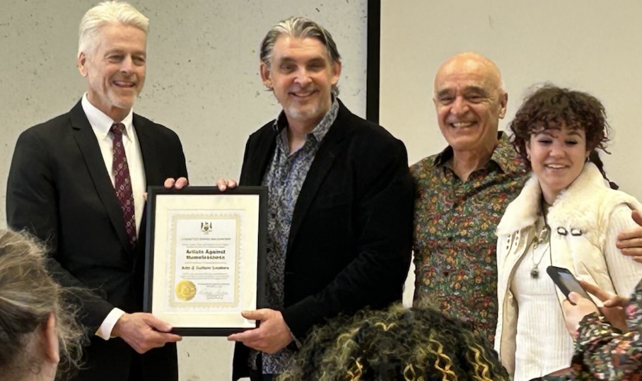 Congratulations to our singer/songwriter Richard Todd for accepting a Community Service Award on behalf of Artists Against Homelessness! The award was presented by @chrisgloverndp. Also pictured are @chrisbirkett12 and Anna Goldsmith. Way to go, team!