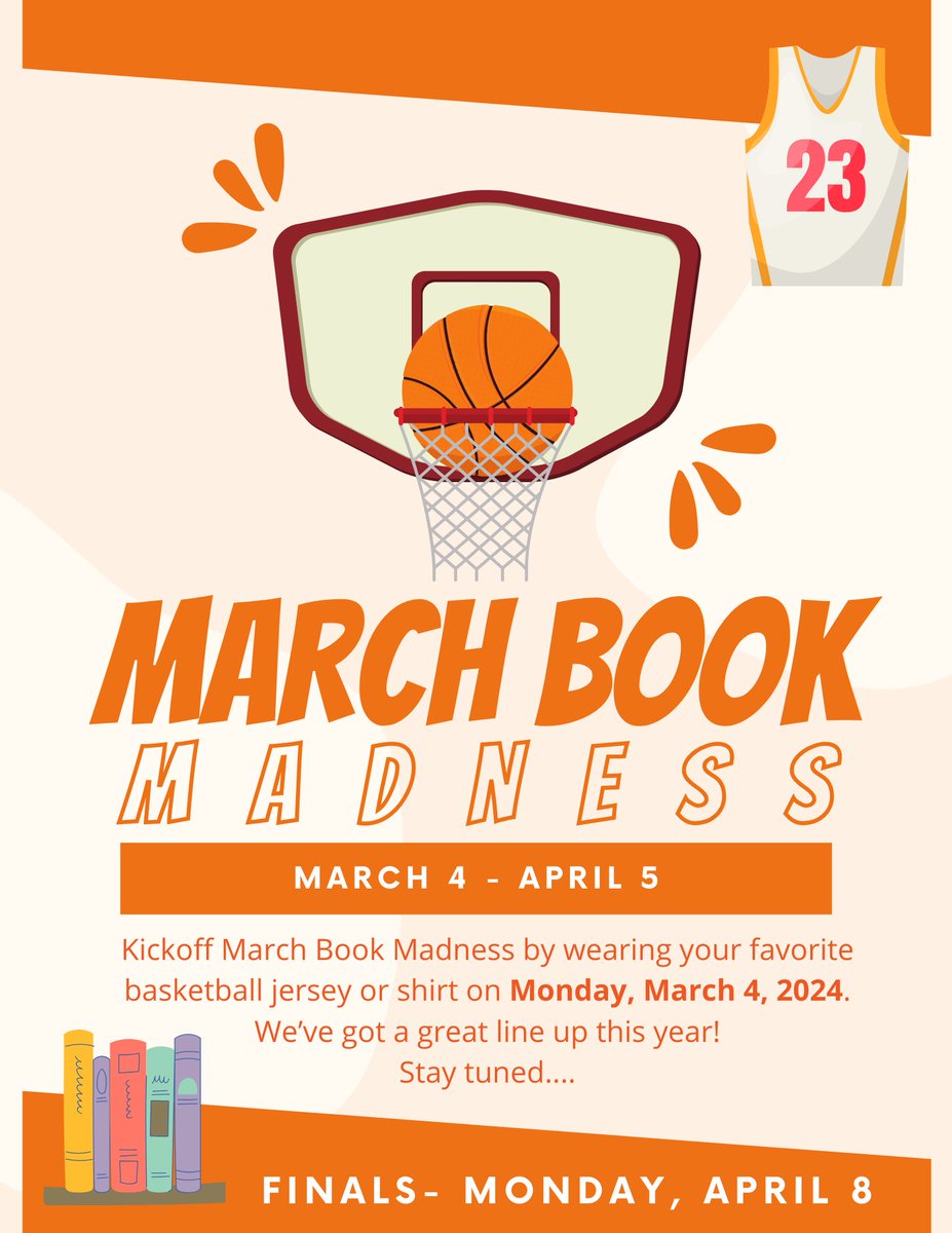 Zaibu Ali (@zaibu_ali) on Twitter photo It’s that time again…March Book Madness! 🏀🗑️📚
#CPELeaders
#LPLegacy
<a href="/CPECougars/">College Park Elementary</a>
<a href="/lpisd/">La Porte ISD</a> It’s that time again…March Book Madness! 🏀🗑️📚
#CPELeaders
#LPLegacy
<a href="/CPECougars/">College Park Elementary</a>
<a href="/lpisd/">La Porte ISD</a>